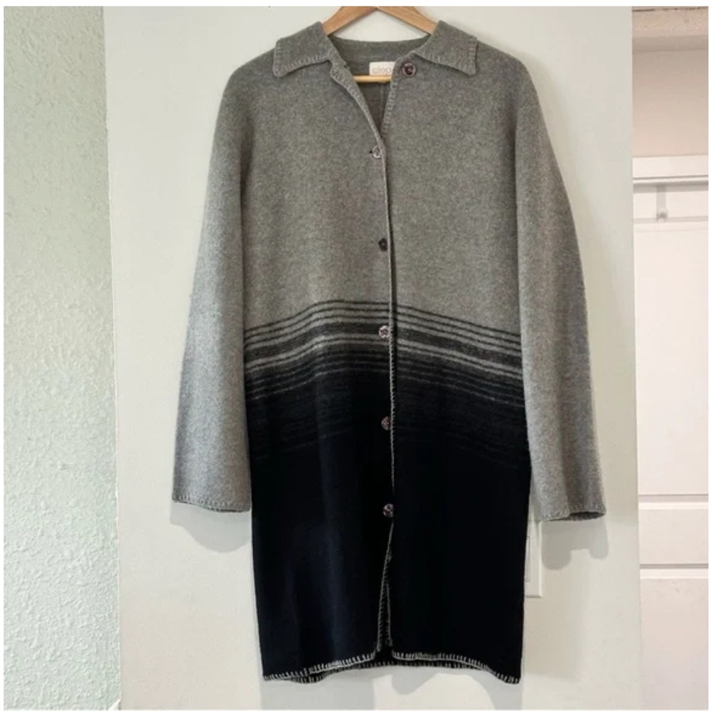 Cleo Gray and Black Women's Wool Coat Peacoat Size Medium 100% Wool